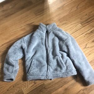 Forever 21 cropped sherpa zip up